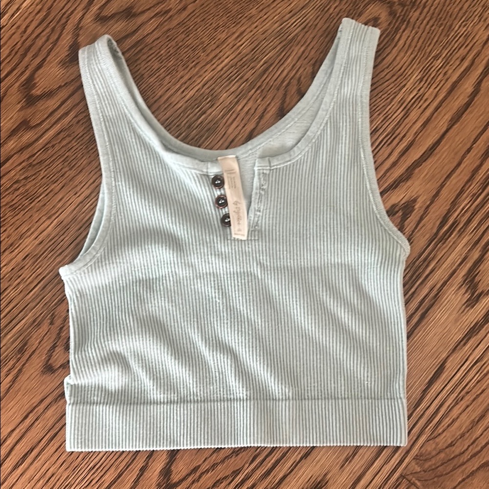 By Together Gray Ribbed Crop Tank Top